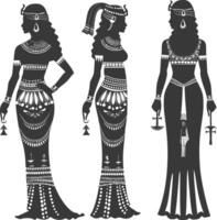 silhouet onafhankelijk Egyptische Dames vervelend tob sebleh zwart kleur enkel en alleen vector