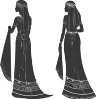 silhouet onafhankelijk Egyptische Dames vervelend tob sebleh zwart kleur enkel en alleen vector