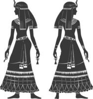 silhouet onafhankelijk Egyptische Dames vervelend tob sebleh zwart kleur enkel en alleen vector