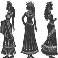 silhouet onafhankelijk Egyptische Dames vervelend tob sebleh zwart kleur enkel en alleen vector