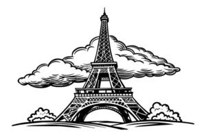 hand- trek illustratie eiffel toren vector