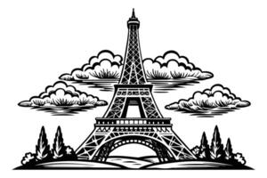 hand- trek illustratie eiffel toren vector