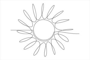 doorlopend een lijn tekening zon kunst zomer zon contour lijn teken lijn kunst illustratie vector