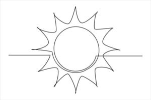 doorlopend een lijn tekening zon kunst zomer zon contour lijn teken lijn kunst illustratie vector