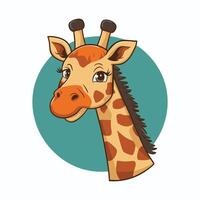 schattig giraffe dier geïsoleerd vlak illustratie wit achtergrond vector