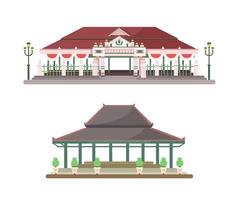 keraton Yogyakarta Indonesië traditioneel gebouw reeks illustratie vector