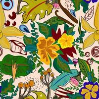 een kleurrijk patroon met bloemen en bladeren vector