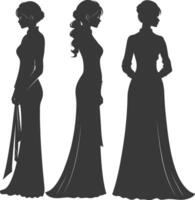 silhouet onafhankelijk Vietnamees Dames vervelend oa dai zwart kleur enkel en alleen vector