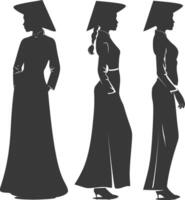 silhouet onafhankelijk Vietnamees Dames vervelend oa dai zwart kleur enkel en alleen vector