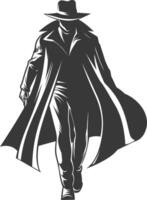silhouet mysterieus Mens in een mantel zwart kleur enkel en alleen vector