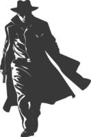 silhouet mysterieus Mens in een mantel zwart kleur enkel en alleen vector