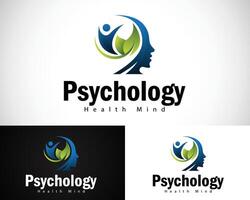 psychologie logo creatief Gezondheid geest mentaal slim natuur vertrekken ontwerp concept vector