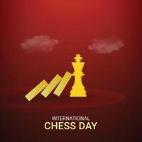 Internationale schaak dag creatief advertenties ontwerp. Internationale schaak dag. 20 juli, , 3d illustratie vector