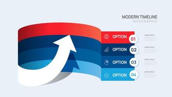 bedrijf infographic naar boven pijl tijdlijn grafisch icoon bedrijf financieel tabel helling groei bar diagram 2024. vector
