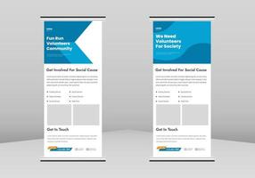 vrijwilliger nodig flyer roll-up banner ontwerp, liefdadigheid vrijwilliger poster roll-up folder sjabloon. community vrijwilligersdienst poster dl flyer, trend business roll-up banner ontwerp vector