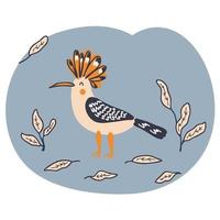 doodle hop vogel met herfstbladeren. vector