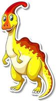 parasaurolophus dinosaurus stripfiguur sticker vector