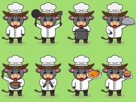 vectorillustratie van chef-kok buffel cartoon vector