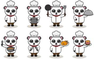 vectorillustratie van chef-kok panda cartoon vector