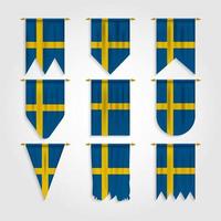 zweedse vlag in verschillende vormen, vlag van zweden in verschillende vormen vector