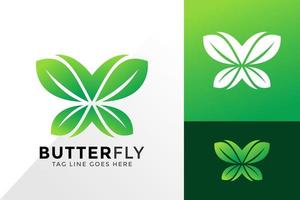 vlinder blad logo ontwerp, merk identiteit logo's ontwerpen vector illustratie sjabloon