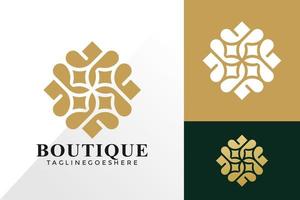 boutique bloem ornament logo en pictogram ontwerp vector concept voor template