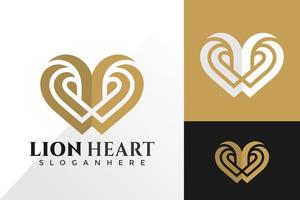 leeuw liefde logo vector ontwerpsjabloon
