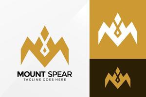 letter m berg met speer logo ontwerp, merkidentiteit logo's ontwerpen vector illustratie sjabloon