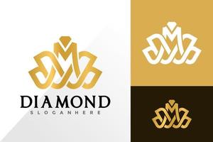 letter m diamant winkel logo en pictogram vector ontwerpconcept voor sjabloon