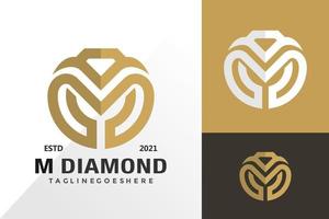 letter m diamant steen logo en pictogram vector ontwerpconcept voor sjabloon