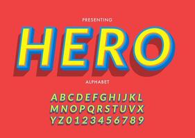 lettertypeontwerp in retro pop-artstijl, letters en cijfers vector