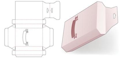 hangende zeshoekige doos met lintvenster gestanst sjabloon vector