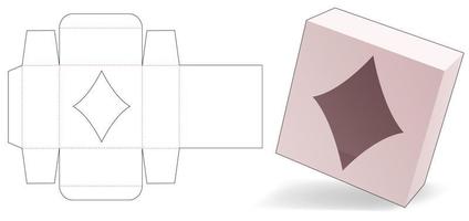 eenvoudige doos met gestanste sjabloon met diamanten venster vector