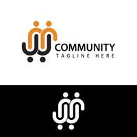 menselijk sociaal, eenheid, samen, verbinding, relatie, gemeenschapslogo, beginletter mw logo sjabloonontwerp vector