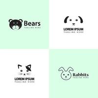 logo kat, hond, beer en konijn bundel geschikt voor dierenwinkels vector