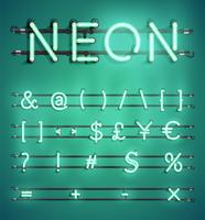 Hoog gedetailleerde neon karakter set, vector illustratie