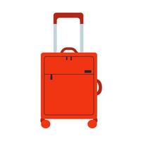 rood vlak stijl koffer. mooi koffer. reizen accessoire. bagage. wit geïsoleerd achtergrond. illustratie. vector