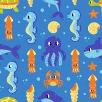 onderwater- zee dieren naadloos patroon vector