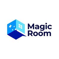 magie kamer toverstaf vonk logo icoon illustratie modern vector