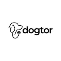 hond dokter stethoscoop huisdier lijn schets logo icoon illustratie vector