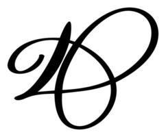 hand- getrokken schoonschrift brief d. script doopvont logo. handgeschreven borstel stijl floreren vector