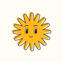geel gelukkig zon met gezicht. geïsoleerd groovy . schattig ontwerp grafisch element. vector