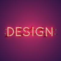 Neon realistisch woord &#39;ONTWERP&#39; voor reclame, vectorillustratie vector