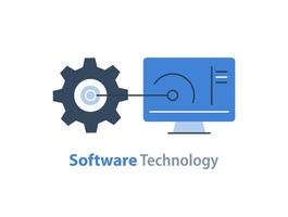 software ontwikkeling, systeem veiligheid upgrade, gegevens verwerken, machine aan het leren, kunstmatig intelligentie, automatisering technologie vector