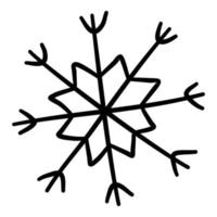 kerstvakantie sneeuwvlok pictogram, hand getrokken en overzichtsstijl vector