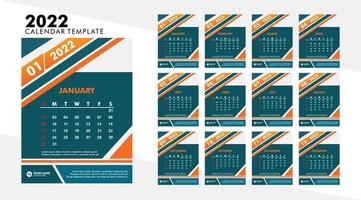 2022 nieuwjaar moderne kalender ontwerpsjabloon vector