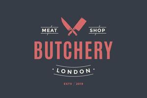 etiket van slagerij vlees winkel vector