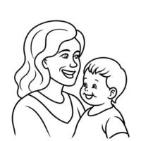 een tekening van een moeder en kind met een wit achtergrond vector