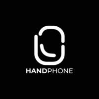 handtelefoon logo ontwerp, icoon, minimaal logo, zwart en wit kleur vector