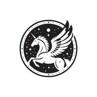 Pegasus, logo, icoon, silhouet zwart en wit kleur ontwerp vector